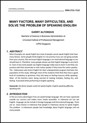 					View Vol. 5 No. 3 (2020): MANY FACTORS, MANY DIFFICULTIES, AND SOLVE THE PROBLEM OF SPEAKING ENGLISH
				